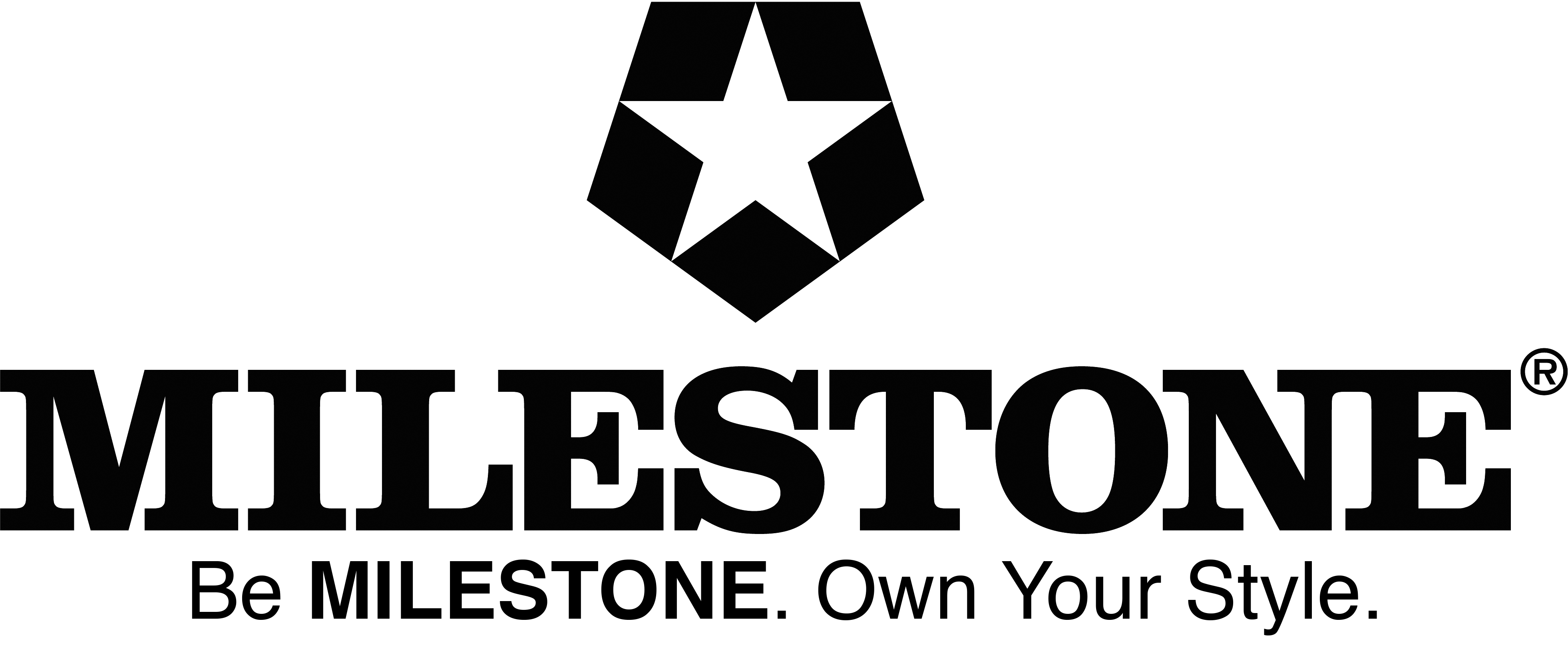 Ein schwarzes Logo zeigt einen stilisierten Stern über dem Wort "Milestone" in Großbuchstaben.